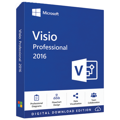 Microsoft Visio Professional 2016 for Windows PC product image on a transparent background