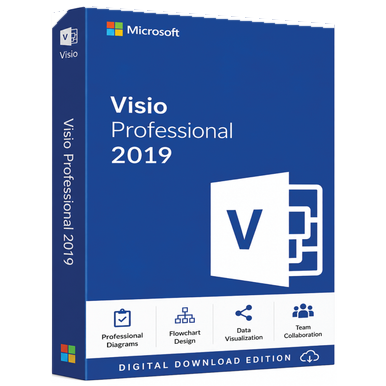 Microsoft Visio Professional 2019 for Windows PC product image on a transparent background