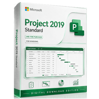Microsoft Project 2019 Standard - Perpetual Windows License (Digital Download) product image on a transparent background