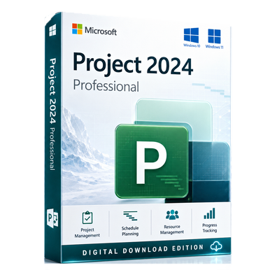 Microsoft Project Professional 2024 for Windows – Digital Licence product image on a transparent background