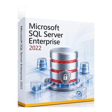Microsoft SQL Server 2022 Enterprise — Per Core License, Unlimited Users & Devices product image on a transparent background