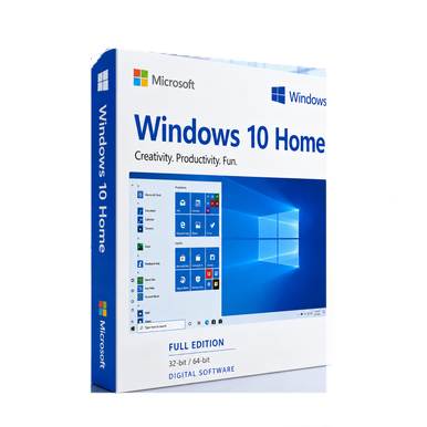 Microsoft Windows 10 Home – Full Edition for 32-bit & 64-bit PCs product image on a transparent background