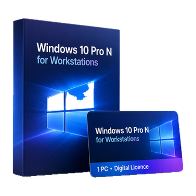 Microsoft Windows 10 Pro N for Workstations – 1 PC Digital Licence product image on a transparent background