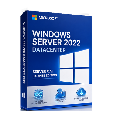 Microsoft Windows Server 2022 Datacenter – Server CALs product image on a transparent background