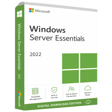Microsoft Windows Server 2022 Essentials product image on a transparent background