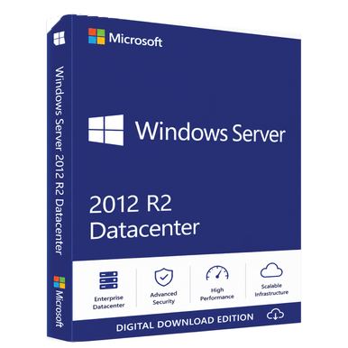 Microsoft Windows Server 2012 R2 Datacenter – Retail Licence product image on a transparent background