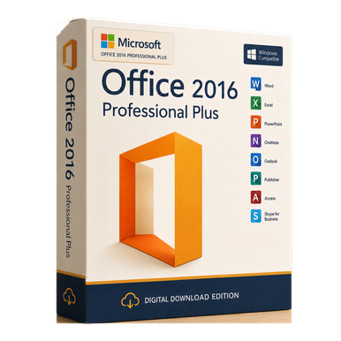 Microsoft Office 2016 Professional Plus for Windows product image on a transparent background