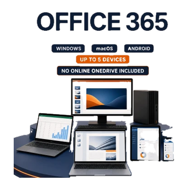 Office 365 Fixed User Account for 5 Devices – 2 Years product image on a transparent background