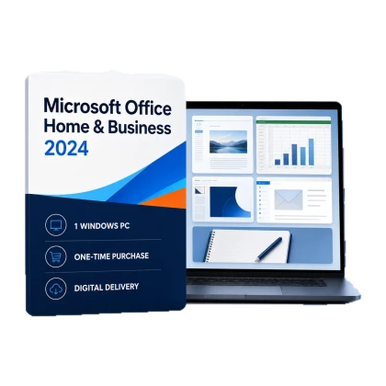 Microsoft Office Home & Business 2024 for Windows product image on a transparent background