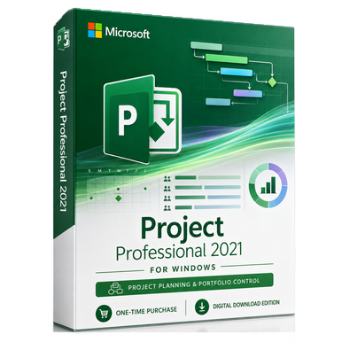 Microsoft Project Professional 2021 for Windows product image on a transparent background